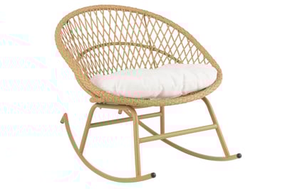 Chaise a bascule + coussin zayo metal/roseau beige Chaise a bascule + coussin zayo metal/roseau beige