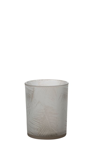 Photophore feuilles verre beige medium