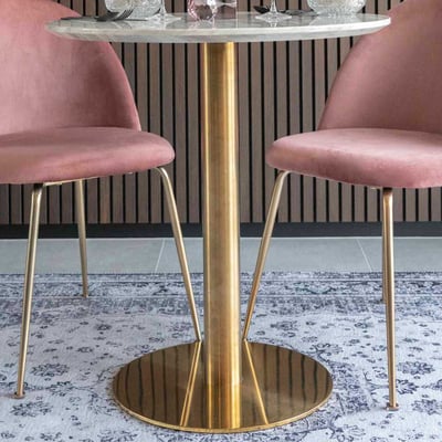 Table de salle à manger en marbre blanc avec pieds en laiton