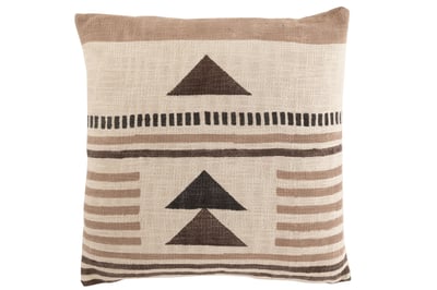 Coussin africain graphique fleche cotton beige / marron