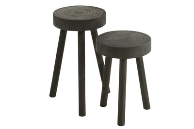 Set de 2 tabourets paulownia bois noir