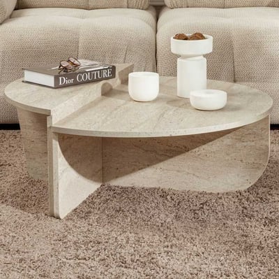 Table basse Orion - 60x90x30cm - lot de 2 - travertin