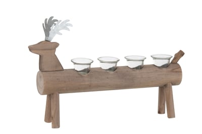 Photophore cerf 4 supports bois brun