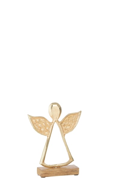 Ange avec courbe sur base bois aluminium or medium Ange avec courbe sur base bois aluminium or medium