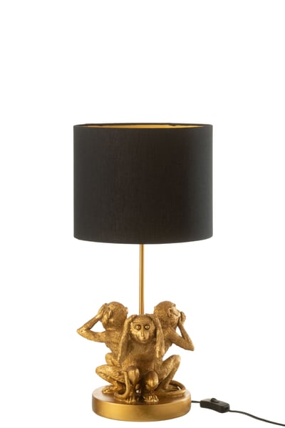 Lampe de table singe 3pieces poly or Lampe de table singe 3pieces poly or