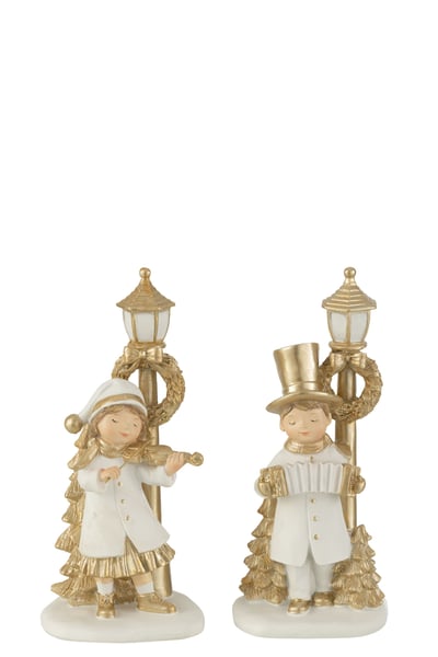 Enfant lanterne poly blanc/or assortiment de 2 Enfant lanterne poly blanc/or assortiment de 2