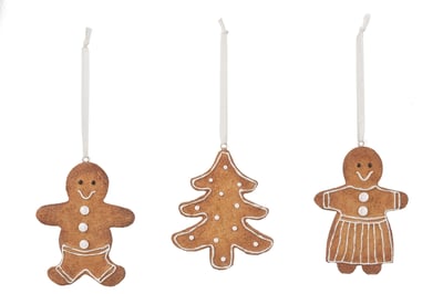Figurine suspendue pain d'epice poly marron assortiment de 3