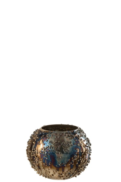 Photophore lise verre marron/or small