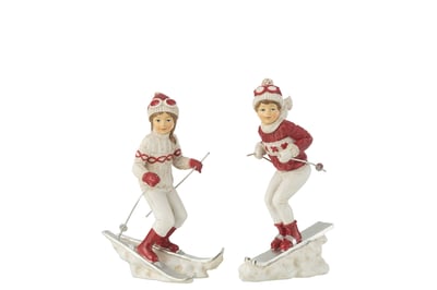 Fille et garçon ski blanc/rouge assortiment de 2