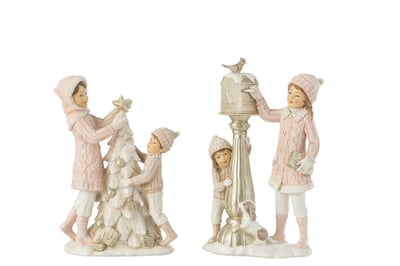 Filles et enfants sapin de noël lanterne blanc/rose assortiment de 2 Filles et enfants sapin de noël lanterne blanc/rose assortiment de 2