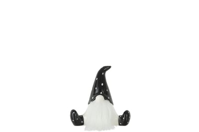 Pere noel assis ceramique noir/blanc small