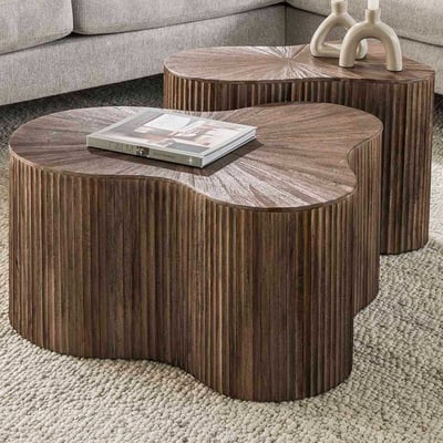 Maya Teak Table basse Shamrock Set/2 - Teck massif Espresso