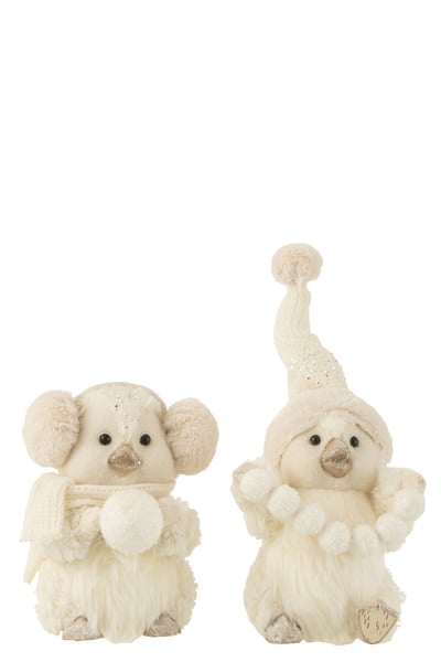 Pingouin boules de neige debout deco textile ecru large assortiment de 2