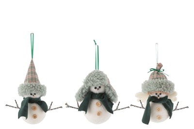 Suspension pere noel+bonnet polyfoam blanc/vert assortiment de 3