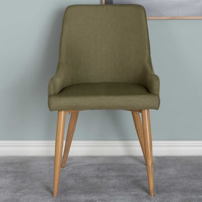 Chaise de salle à manger Plaza - Lin polyester vert mousse - 58x49x86 cm