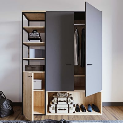 Armoire Woody Fashion | 144 x 45 x 180 cm | Anthracite Oak Armoire Woody Fashion | 144 x 45 x 180 cm | Anthracite Oak