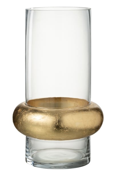 Vase cylindrique avec bague en bas verre transparent large