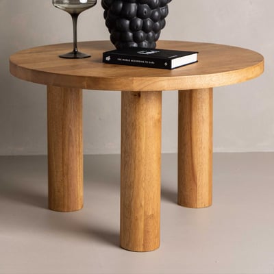 Table basse Duxbury - Bois d'hévéa - Ø 60 cm - Aspect chêne