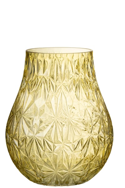 Vase nox taille verre jaune large Vase nox taille verre jaune large