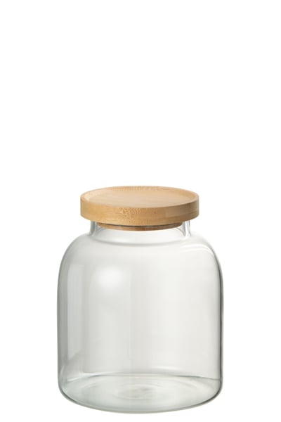 Pot en verre tom verre/bamboo transparent/naturel small