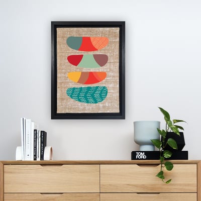 Peinture sur toile de jute Leao | Multicolore | Encadrement 100% bois