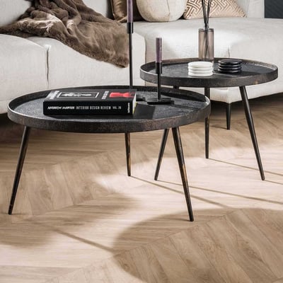 Set de 2 tables basses Lima ø76 industriel - gris