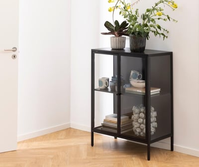 Vitrine Nebas 80cm, 2 portes & 1 étagères - noir