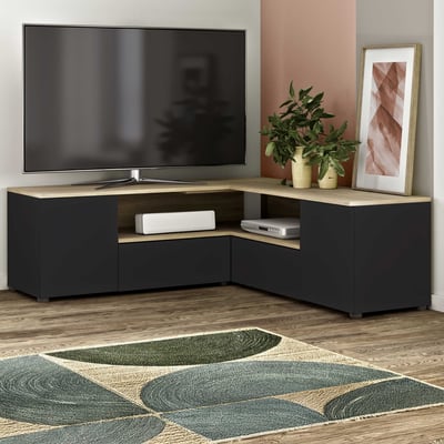 Meuble TV Cleo 130cm - noir/chêne