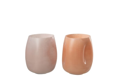 Vase bosse verre rose/orange small assortiment de 2
