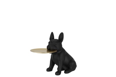 Bulldog plateau poly noir/dore small