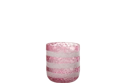 Photophore lignes verre rouge/blanc small Photophore lignes verre rouge/blanc small