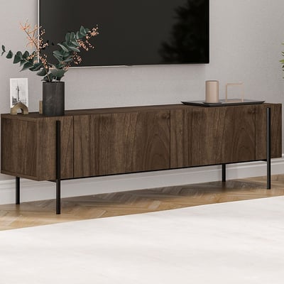 Meuble TV Herman - 100% MELAMINE - Noyer - 160 x 45,6 x 31,4 cm