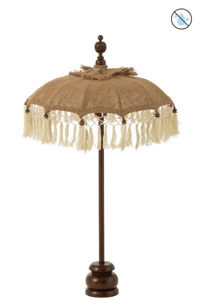 Parasol floche + pied jute/bois beige/blanc small Parasol floche + pied jute/bois beige/blanc small