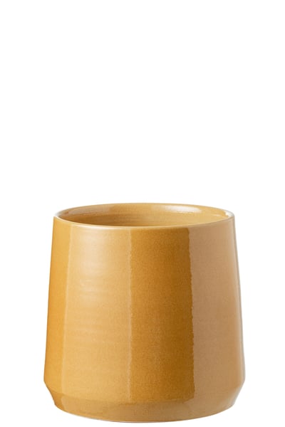 Cachepot rond ceramique ocre large