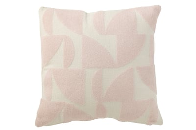 Coussin geo textile blanc/rose clair