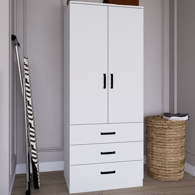Armoire Easy - 100% MELAMINE - Blanc Mat - 60 x 174,8 x 47 cm