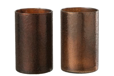 Photophore miroir cuivre/rouge verre large assortiment de 2