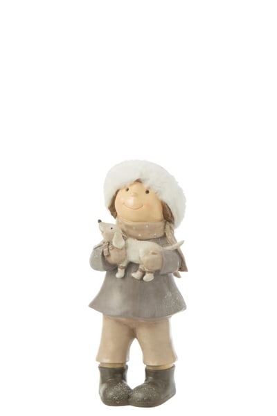 Fille hiver chien resine mix