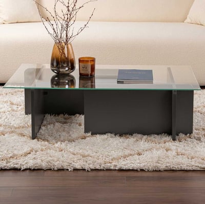 Table basse Flavio - 105x65x30cm - verre trempé - anthracite