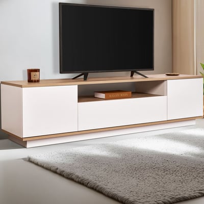 Meuble TV Veramont - 100% MELAMINE - Blanc - 180 x 44,6 x 44,5 cm