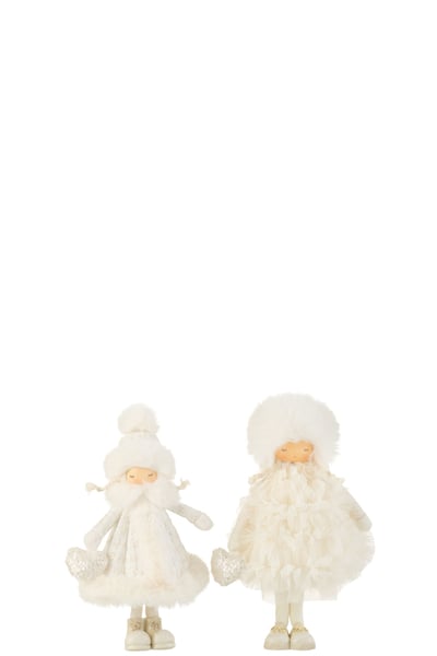 Fille debout fourrure textile blanc small assortiment de 2 Fille debout fourrure textile blanc small assortiment de 2