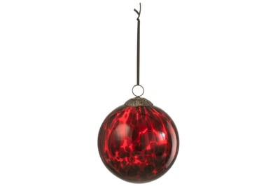 Boule de noel verre tache rouge/noir large Boule de noel verre tache rouge/noir large