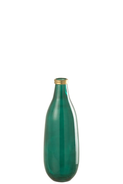 Vase bord or verre vert m