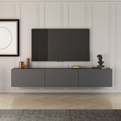 Meuble TV West - 100% MELAMINE - Anthracite - 150 x 30 x 32 cm