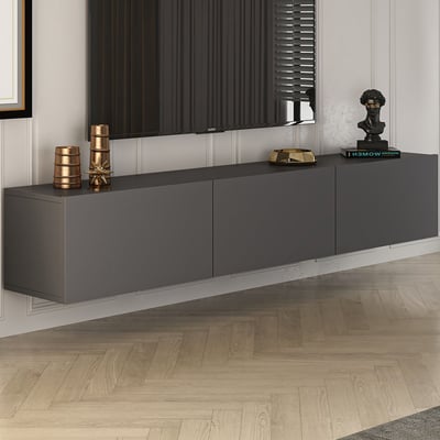 Meuble TV West - 100% MELAMINE - Anthracite - 150 x 30 x 32 cm