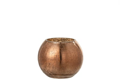 Photophore boule craquele verre effet nacre marron small