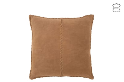 Coussin ligne centrale cuir camel