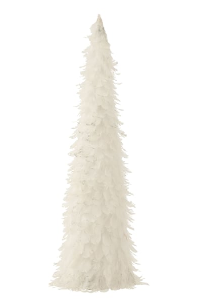 Cone deco+paillettes plumes blanc
