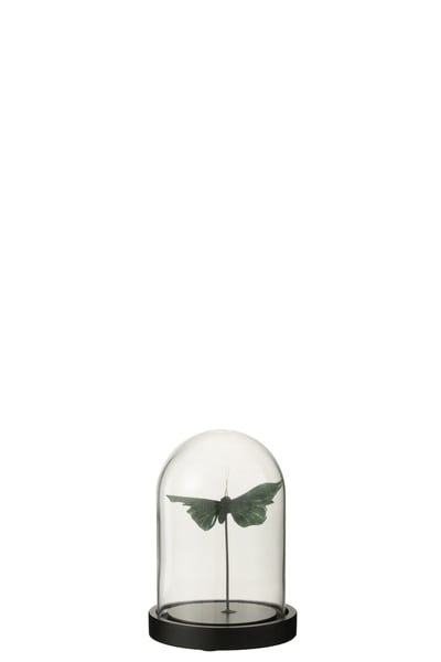 Cloche papillons verre vert fonce small