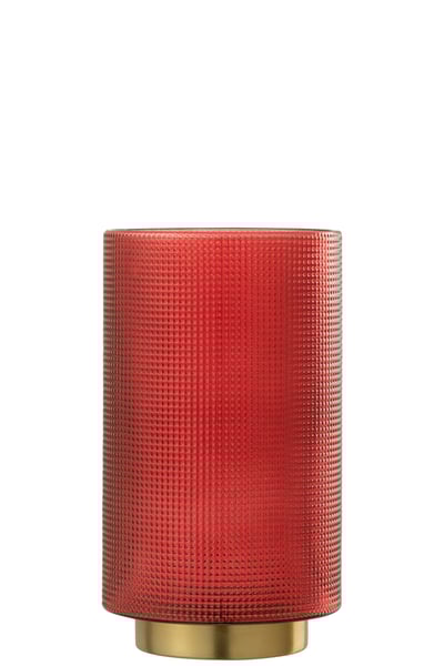 Photophore quadrille verre rouge/or large